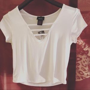 White CrissCross Crop Top